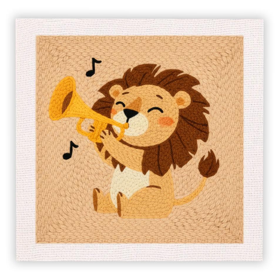 

Frame Punch Needle Kits For Adults 25x25cm Animals Sewing Kit DIY Craft Yarns Embroidery Set for Beginner Home Painting Decor 25X25cm