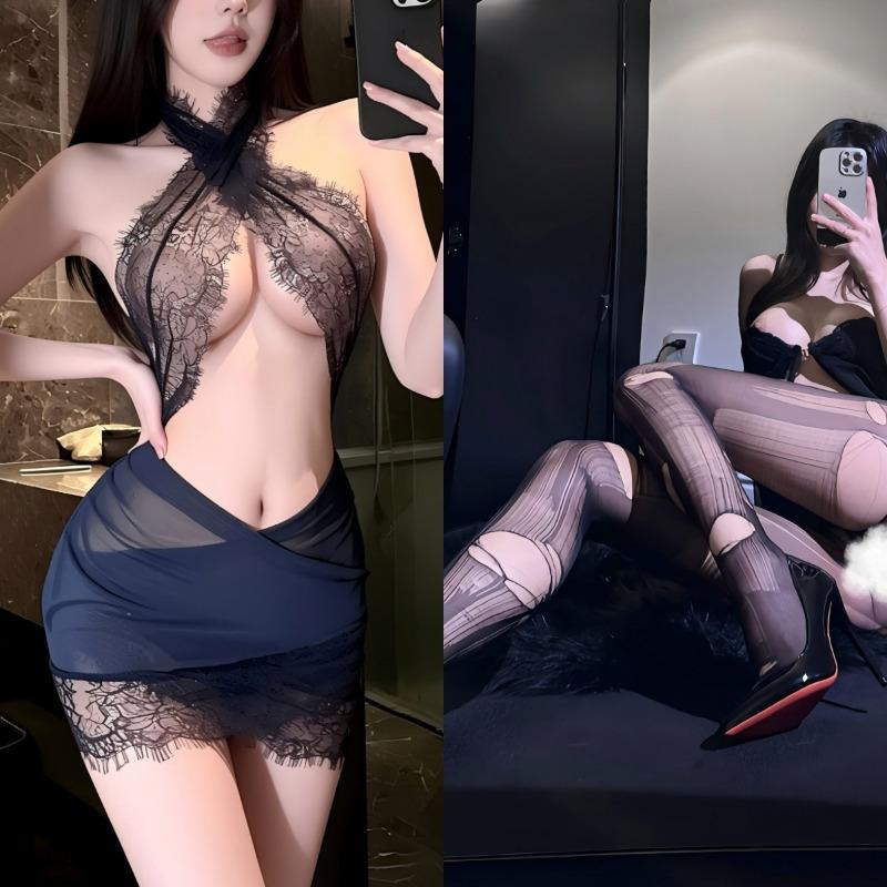Sexy Lingerie Sexy Tight Lace Mesh Secretary Uniform Passion Free Perspective Pajamas Robe