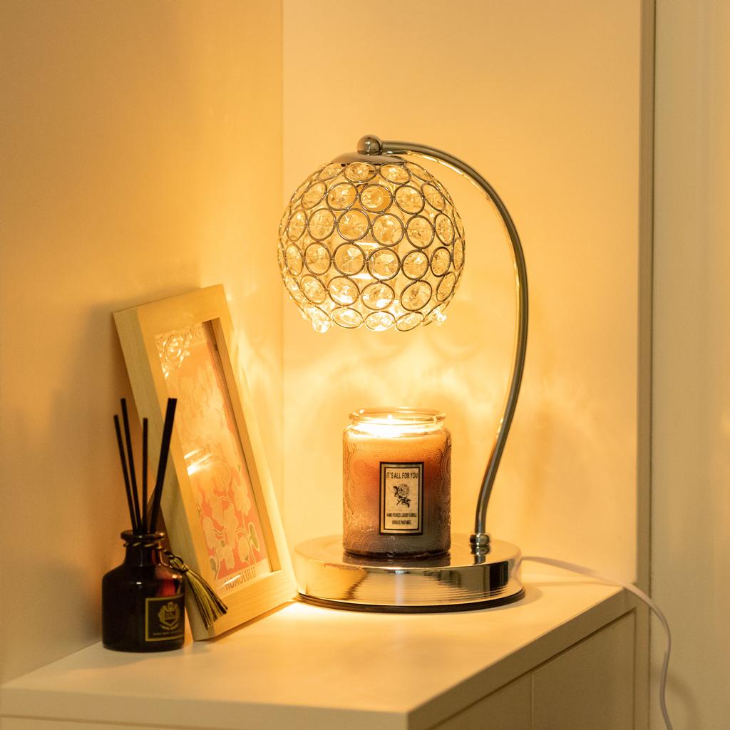 Crystal Candle Warmer Lamp Luxury Flameless Aromatherapy Light Elegant Home Decor for Living Room