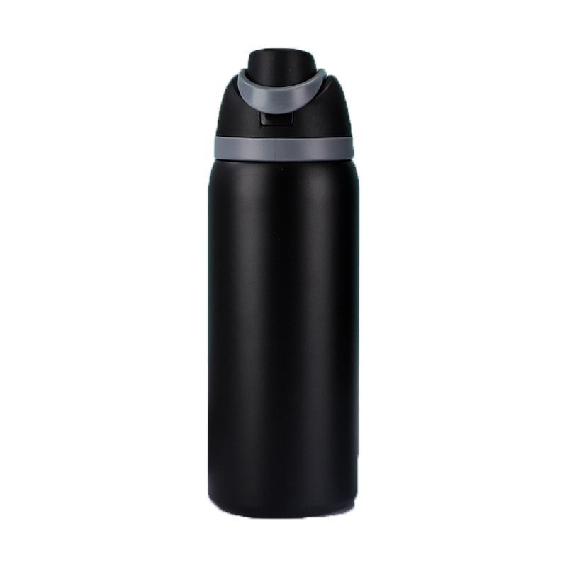 

JUSTINLAU in Stock 19/24/32oz Thermos Cup Fruit Mug Kids Straw Cup Vacuum Flasks Stainless Steel Travel Thermal Water Bottles 19OZ чорний