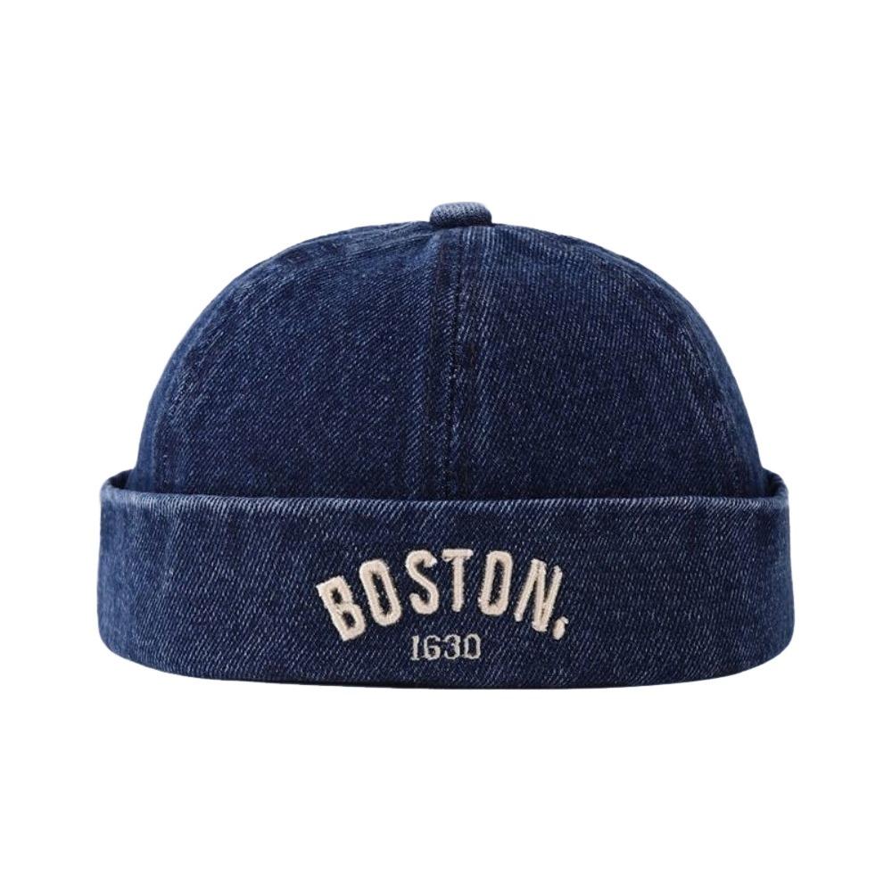 

Cotton Denim Children Melon Beanie Adjustable Bucket Hat Baby Brimless Hat For Infant Boy Girl темно-синього кольору