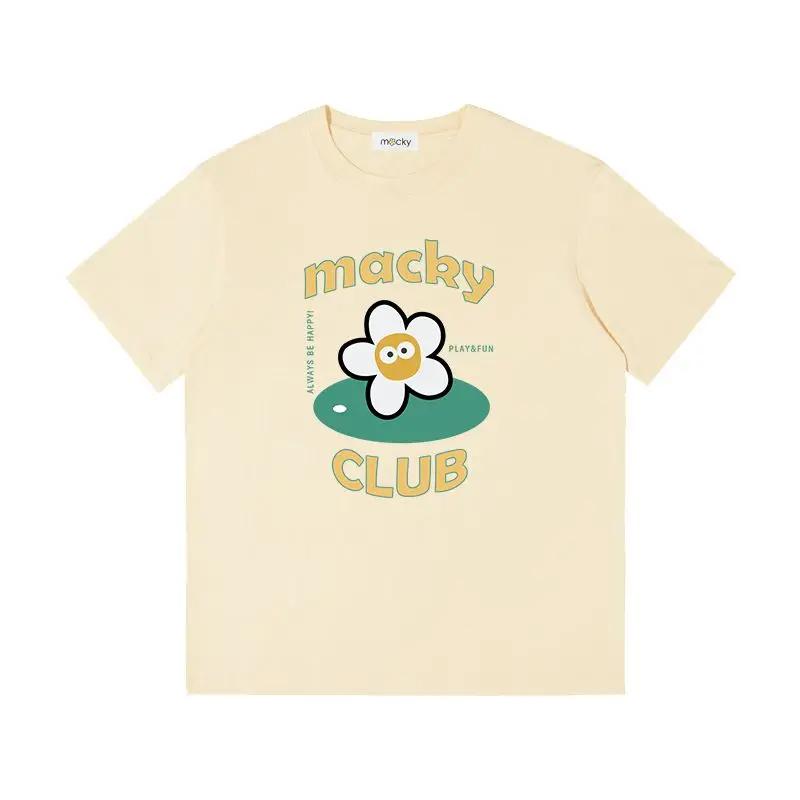 Korean High-quality MACKY Golf 24 Women's Letter-printed Flower Short-sleeved T-shirt Printed Crew-neck Top Graphic T Shirts