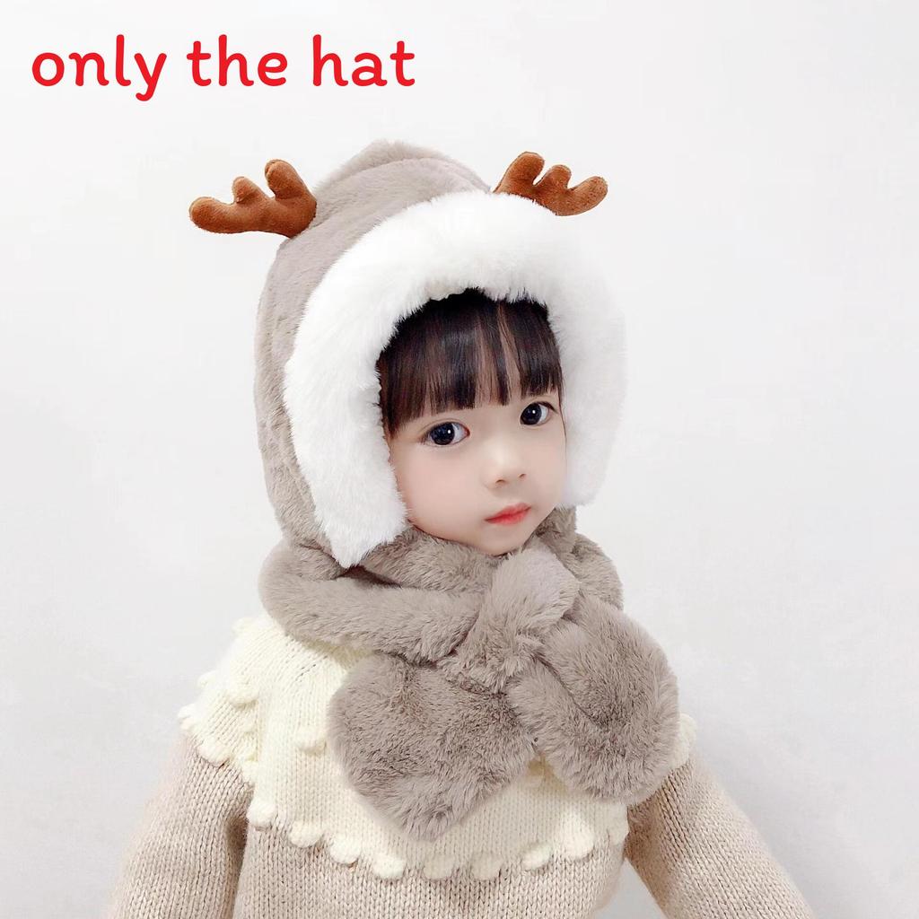 Winter Baby Deer Earmuff Hat With Plush Scarf For Girls And Boys