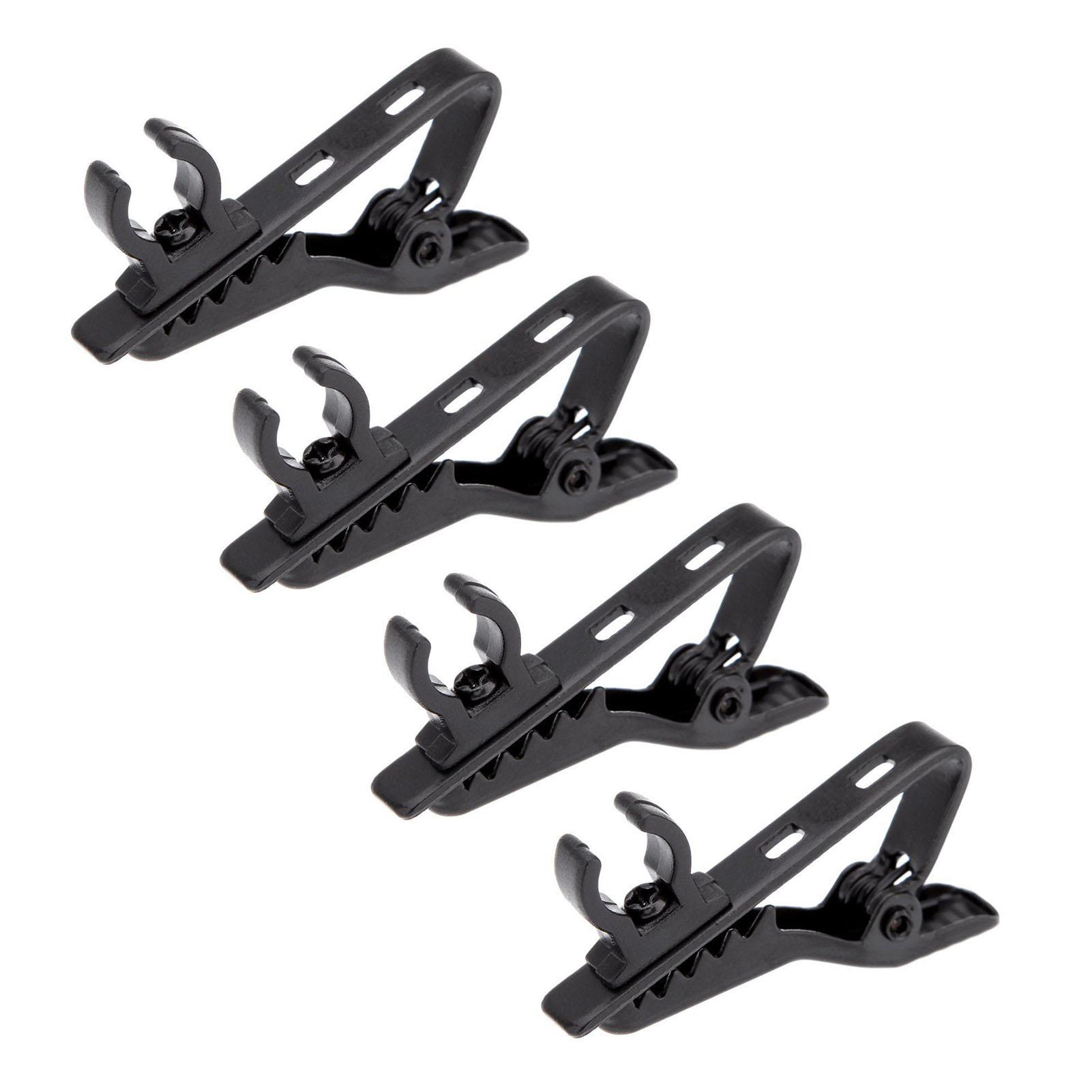 4 PCS Pince Microphone Antidérapante Tapis en Caoutchouc Réduction du Bruit Accessoires Micro Universels Pince Métallique Noir