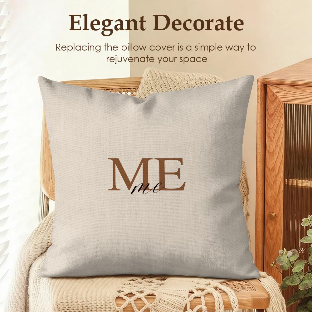 Simplicity Fashion Text Love Cushion Cover Natural Linen Organic Fabric Double-Sided Printing Sofa Home Decor Gift Pillow Case