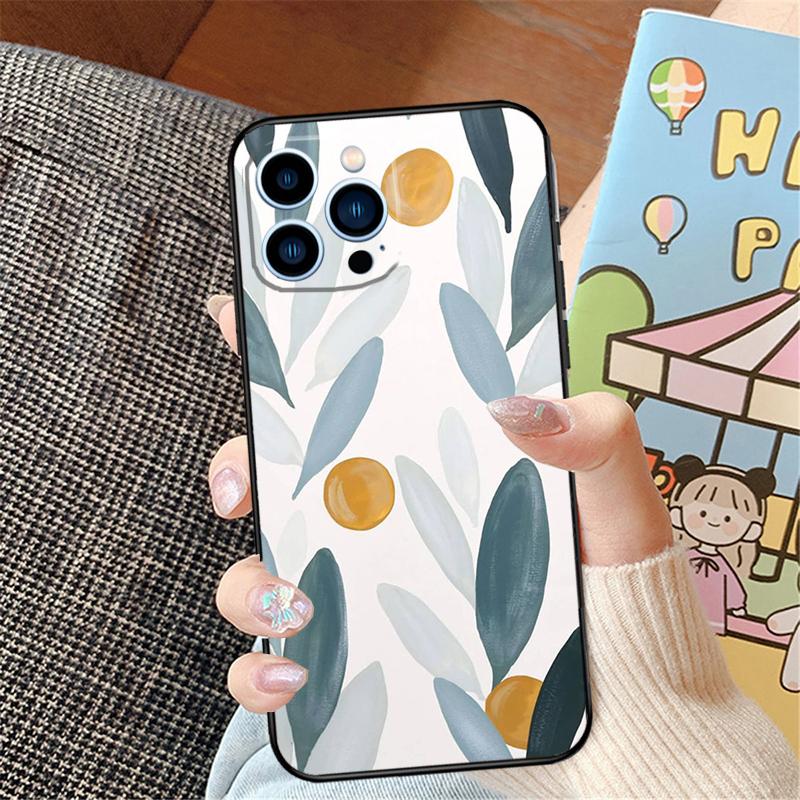 Vintage Leaves Flower Phone Case For iPhone 16 Pro Max 15 14 11 12 13 Pro Max Mini XR 16e 16 15 Plus Bumper Cover