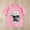 Kids Roblox Black Tshirt Gold Character Print Short Sleeve Casual Tee for Boys Girls