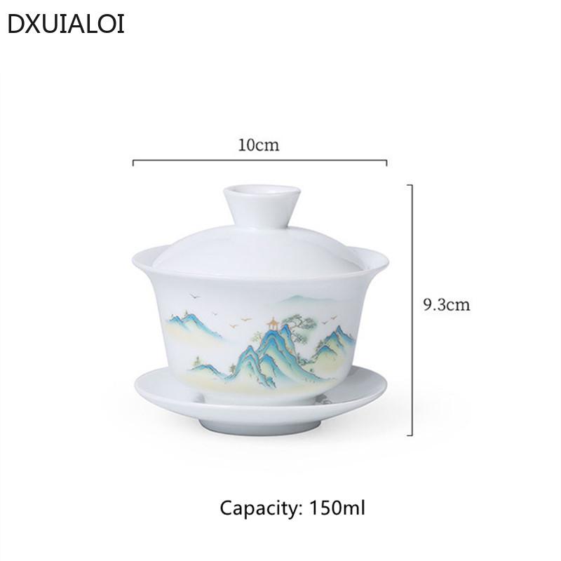 1pcs tea cup Ceramic tea bowl White porcelain large Sancai cover bowl teacup Kung Fu Tea High Quality Chinese style