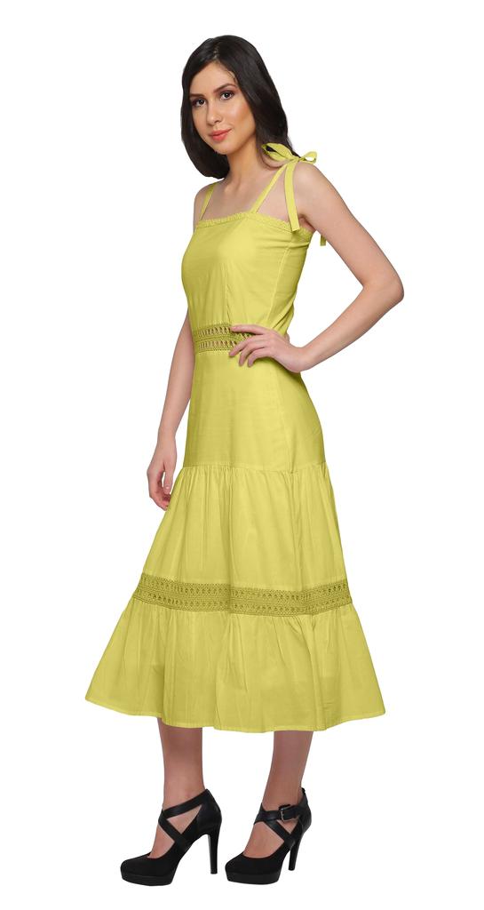 Moomaya Solider verstellbarer Schultergurt Damen Lässiges ärmelloses langes Kleid