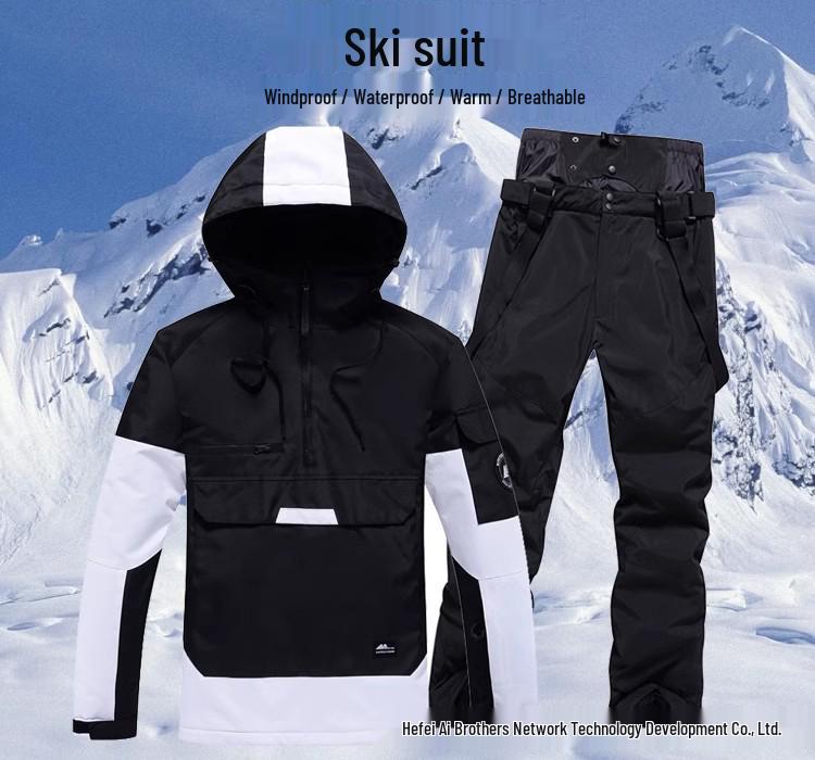 Couple's Ski Suit Set: Windproof, Waterproof, Warm, Breathable - Hoodie for Single/Double Board Skiing.