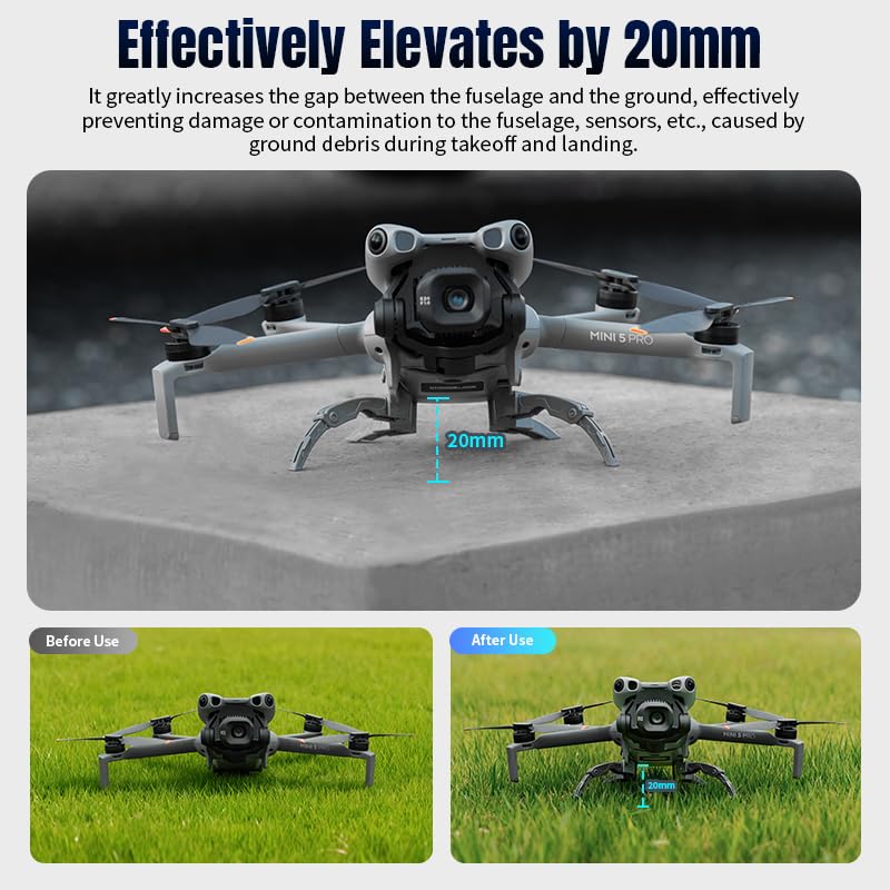 DJI Mini 5 Pro Dedicated Landing Gear, Foldable, Extendable Landing Gear Guard, 20mm Extra Protective Accessory