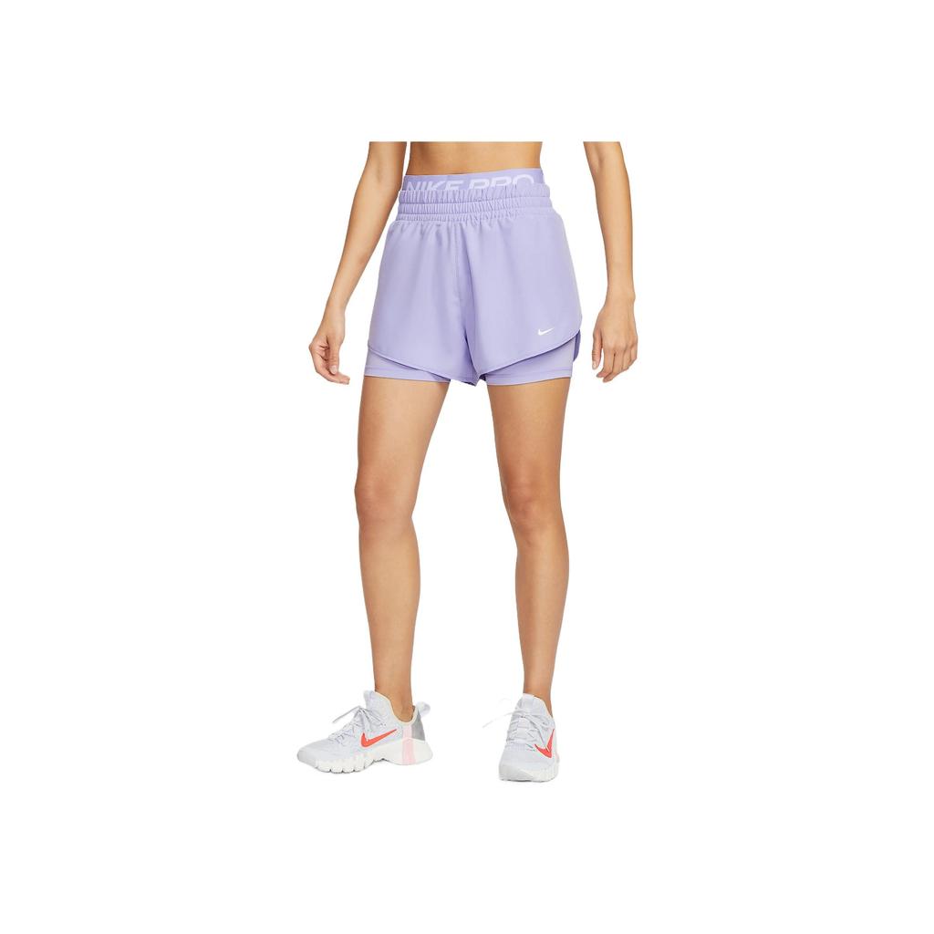 Nike Pro Dri-Fit Two-In-One Fashionable Trendy Simple Solid Color Sports Shorts Women Shorts Purple HJ1205-533