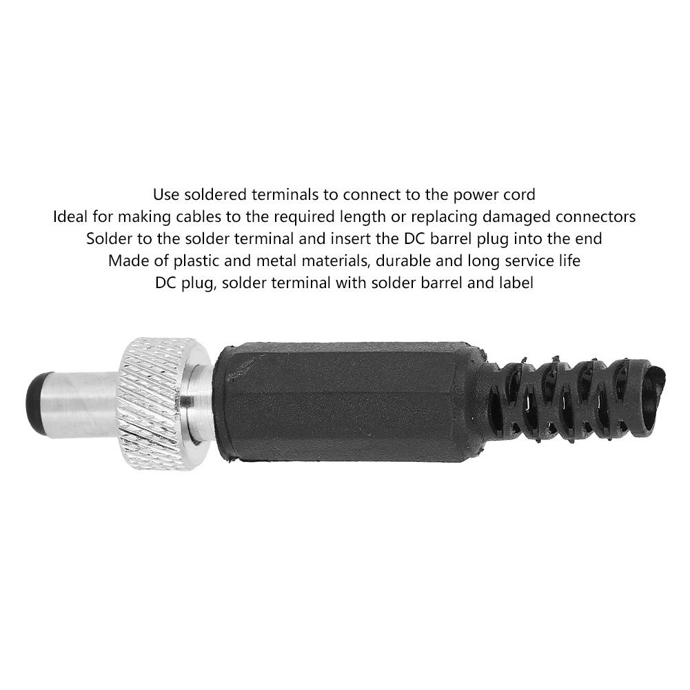 20Pcs DC Male Power Plug with Lock Plastic Metal 5.5x2.1mm for Audio Media Players