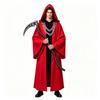 Halloween Dark Chain Hooded Robe Set Medieval Wizard Priest Cosplay Costume Party Outfit