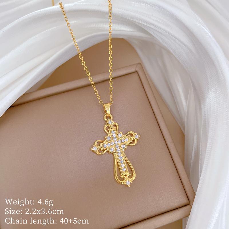 Copper Micro-Inlaid Necklace Women'S Copper Micro-Inlaid Real Gold Electroplating Simple And Exquisite Collarbone Chain Neck Chain