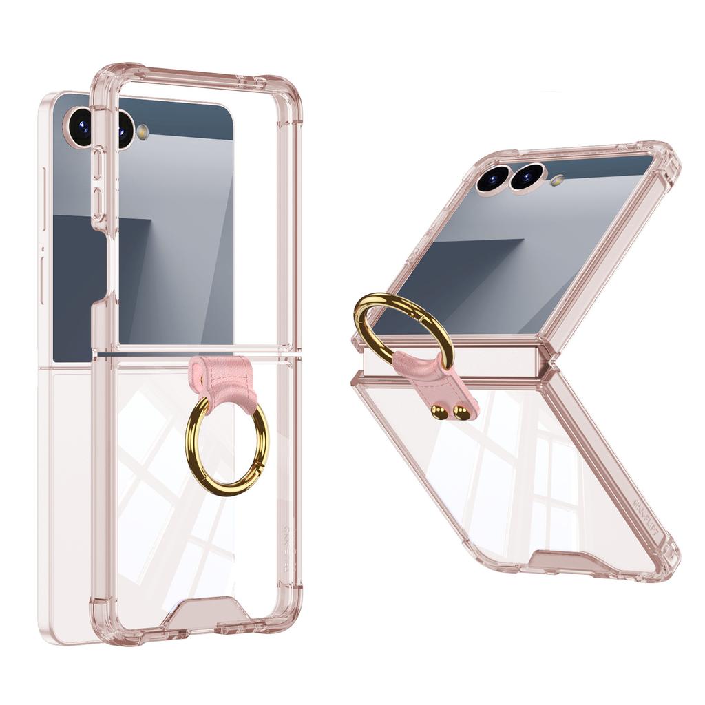 Samsung Zflip7 Mobile Phone Case Transparent Airbag Ring Connected Simple Anti Fall Folding Full Package