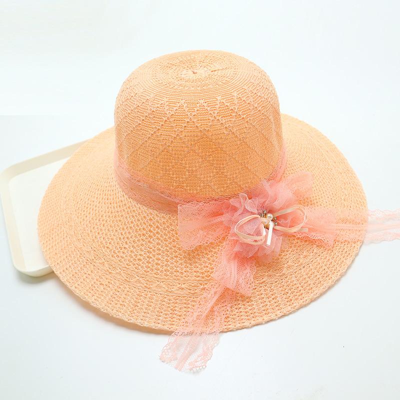 Summer straw hat big brim fashionable flower sweet seaside vacation beach breathable sun protection sun hat women's