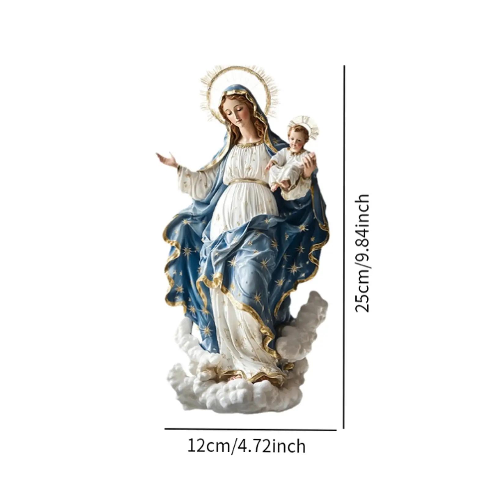 Blessed Mary Figurine 2D Flat Acrylic Tabletop Sign Ornament for Living Room Desk Shelf Centerpiece Festival Decoration