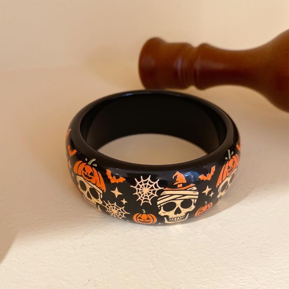 Europe American Style Halloween Acrylic Bangle Ghost/Spider Web/Bat Hand Ring Halloween Gift