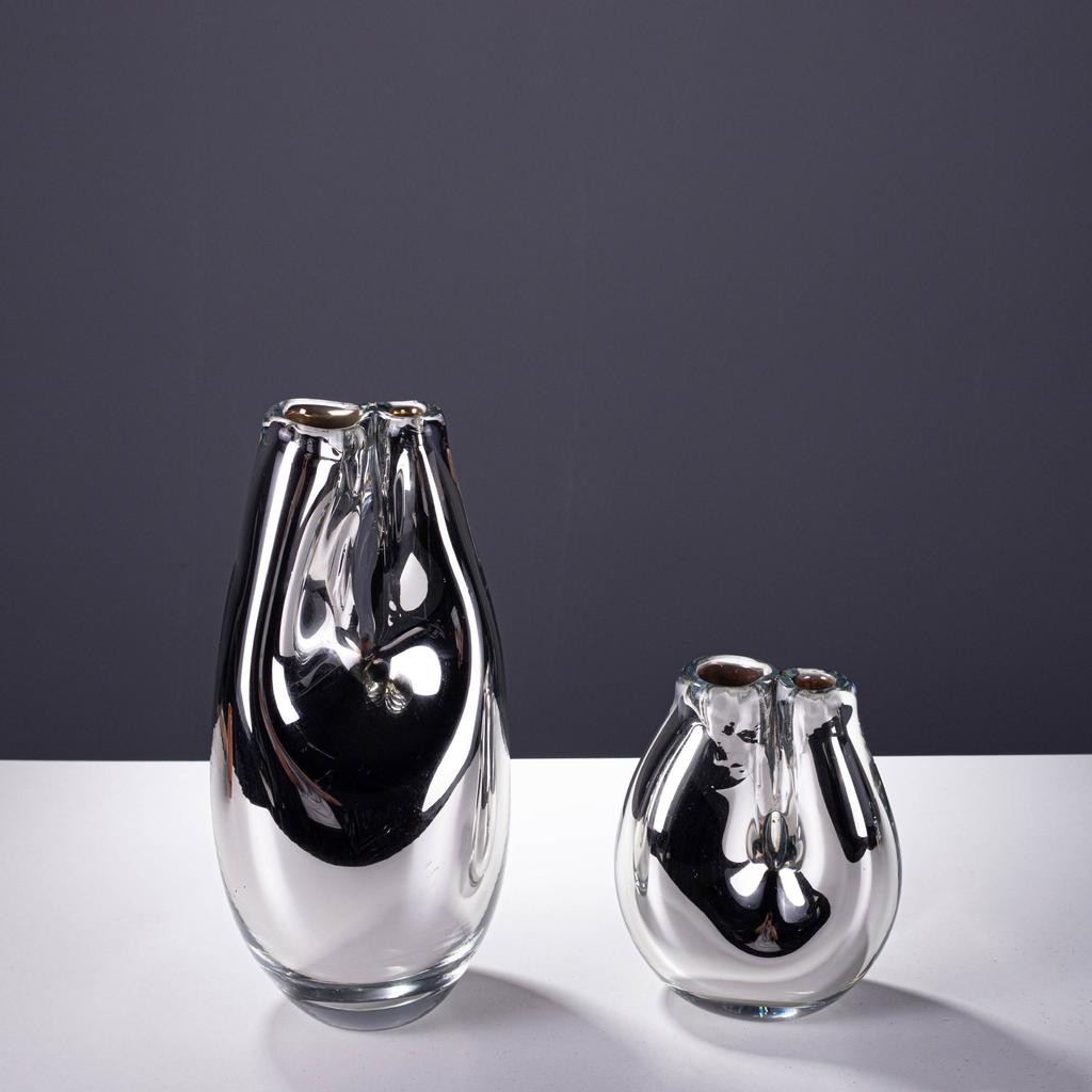 Glass Vase Silver Geometric Arc Flower Vase Flower Arrangement Accessories Hydroponics Terrarium Home Decoration Accessories