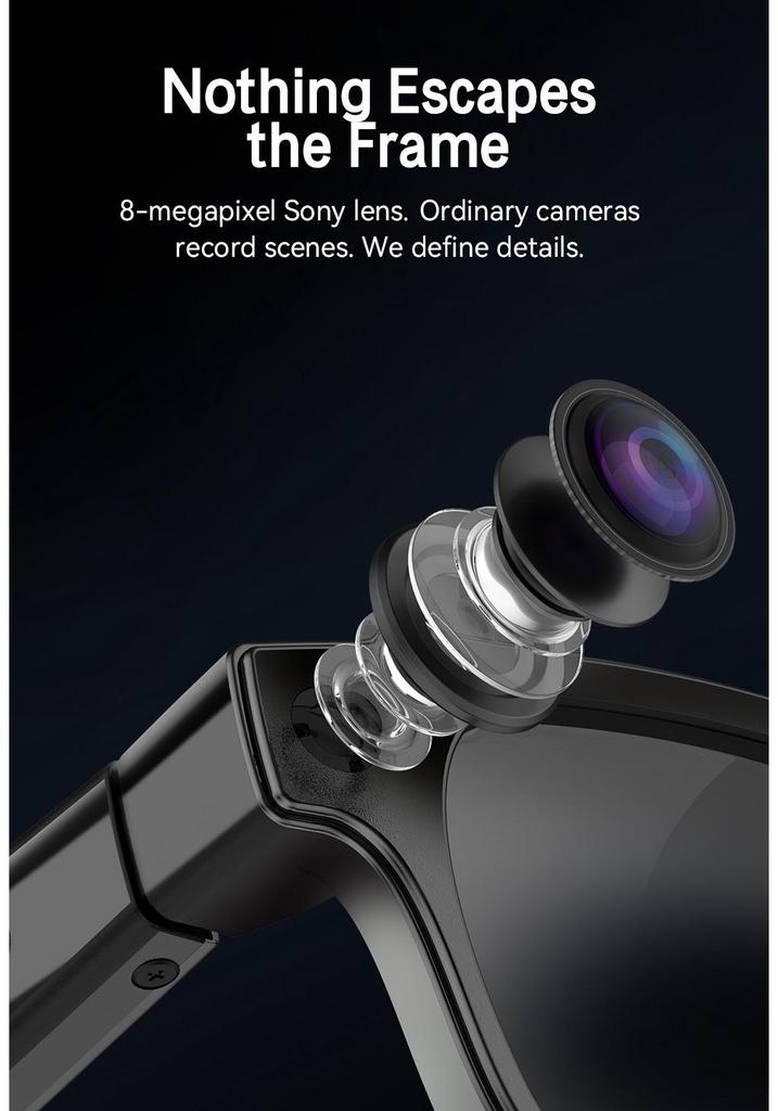 Smart AI Glasses: New Model with 8MP Camera, Anti-Shake Video, AI Translation, Music, Bluetooth
