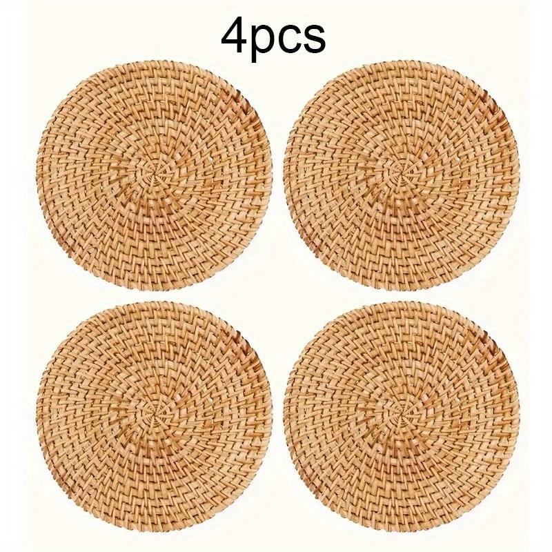 Handcrafted Rattan Coaster Set - Autumn Vine Design, Heat-Resistant Pot Mats for Kitchen & Dining, Wooden Storage Tea Accessories, Handmade