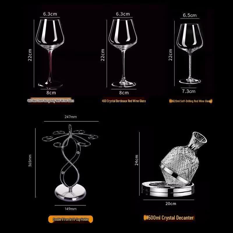 Luxury Crystal Burgundy Wine Glass and Decanter Set