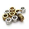 30 Stück Antik-Goldfarbene Crave Große Loch-Abstandshalterperlen 3mm für Europäische Armbänder Halsketten DIY Schmuck Charms Zubehör