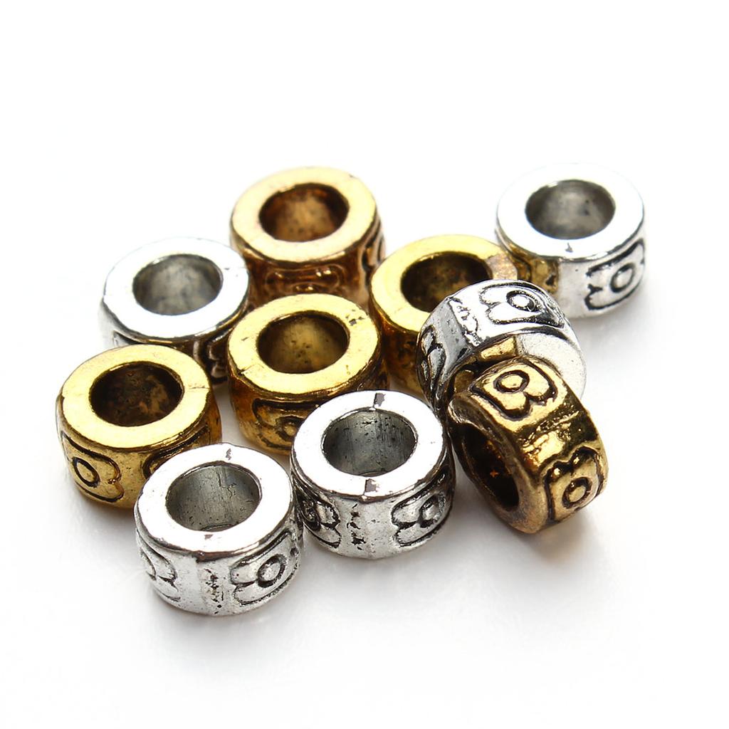 30 Stück Antik-Goldfarbene Crave Große Loch-Abstandshalterperlen 3mm für Europäische Armbänder Halsketten DIY Schmuck Charms Zubehör