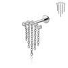  Earring Implant Grade ASTM F136 Titanium Zircon Chains Dangle Internally Threaded Top Nose Rings Body Piercing Jewelry