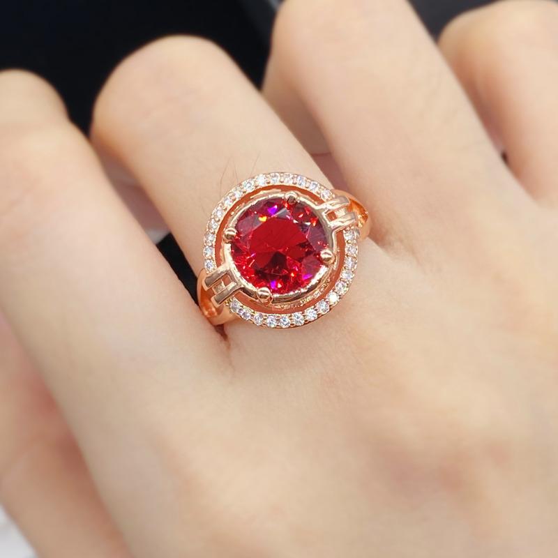 BELLA BOX New Oval Shaped Rose Red Temperament Cubic Zirconia Women Rings Luxury Ladies Jewelry For Party Best Mother's Gift Brilliant Rings