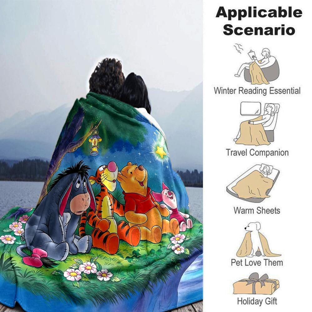 Winnie Pooh Friends Flannel Blanket Super Soft Warm Cozy Blanket For Sofa Bed Office Travel Allseason Home Decor Gift