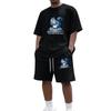 Men Casual Two Piece Set Short Sleeve Crew Neck Top and Shorts with Animal Print Graphic Loose Fit Summer Daily Wear