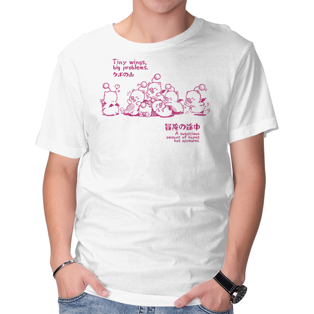 Unisex Crew Neck T-Shirt Tiny Wings Big Problems Graphic Short Sleeve Casual Tee L