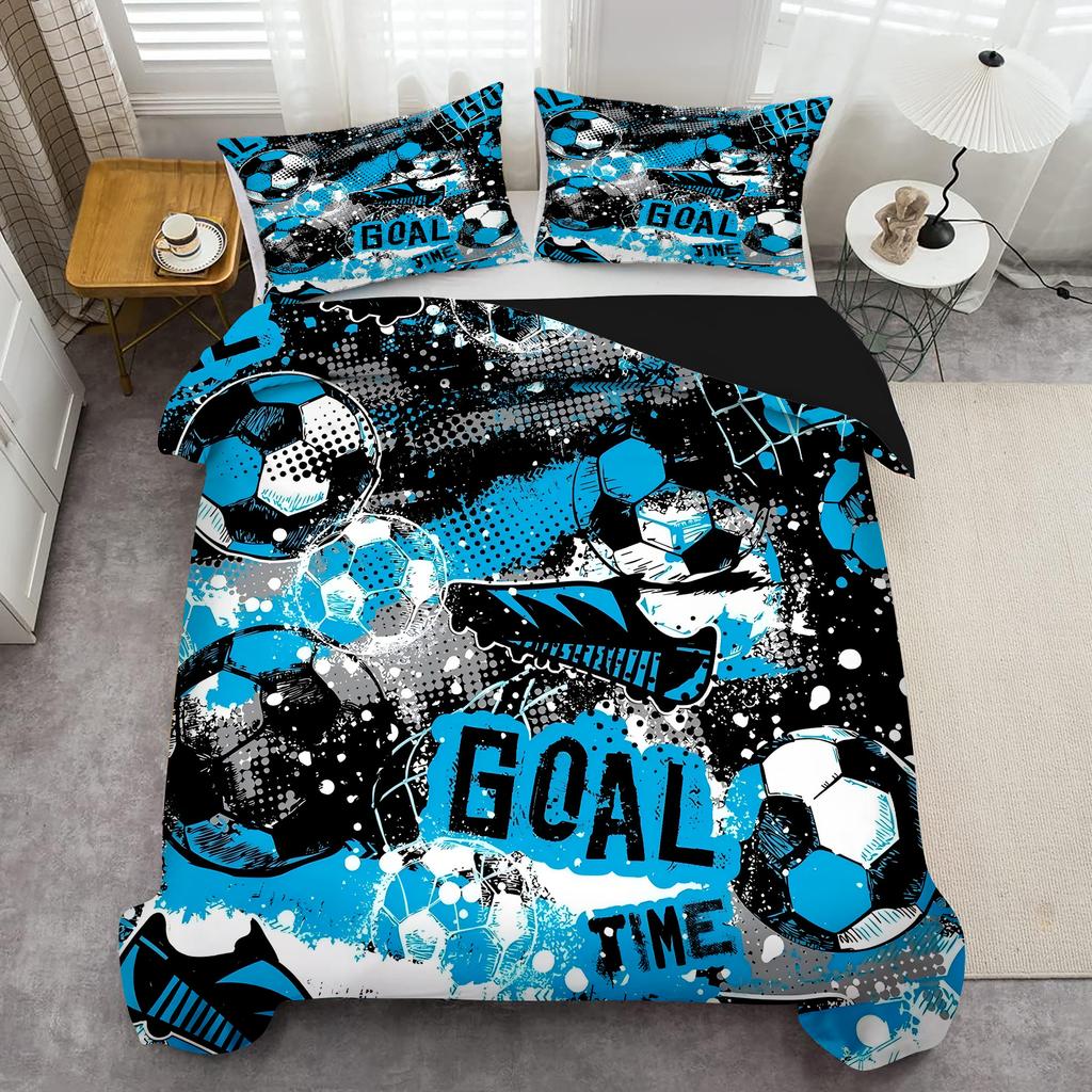 Football Blue Watercolor Pattern 3D Printed Duvet Cover Luxury Sports Style Bedding Set Soft Comfortable Quilt Cover Pillowcase