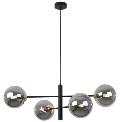 Vicenza Black and Gold Pendant Lamp, 4-lamp, Graphite Shade, E14