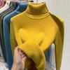 WTEMPO Rollkragenpullover Einfarbig Langarm Beiläufige Gestrickte Pullover Frauen Herbst Winter Plüsch Verdickte Jumper Warme Bodenbildung Strickwaren