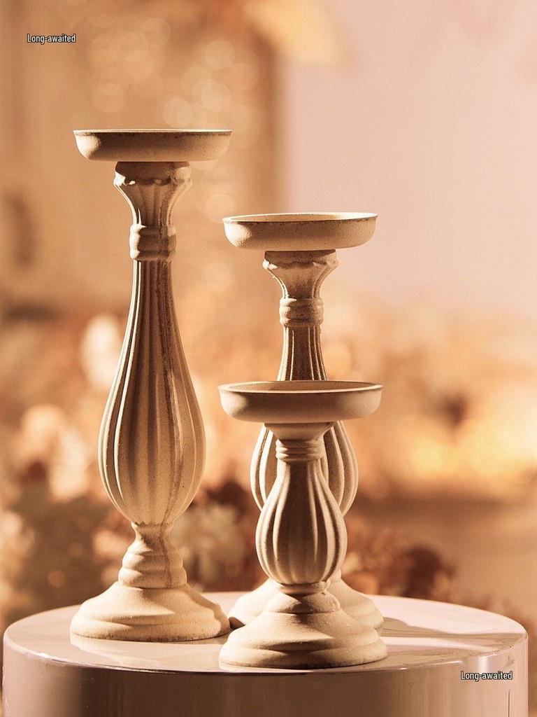 Vintage-Style Wooden Candle Holder - Rustic Decor & Photography Prop