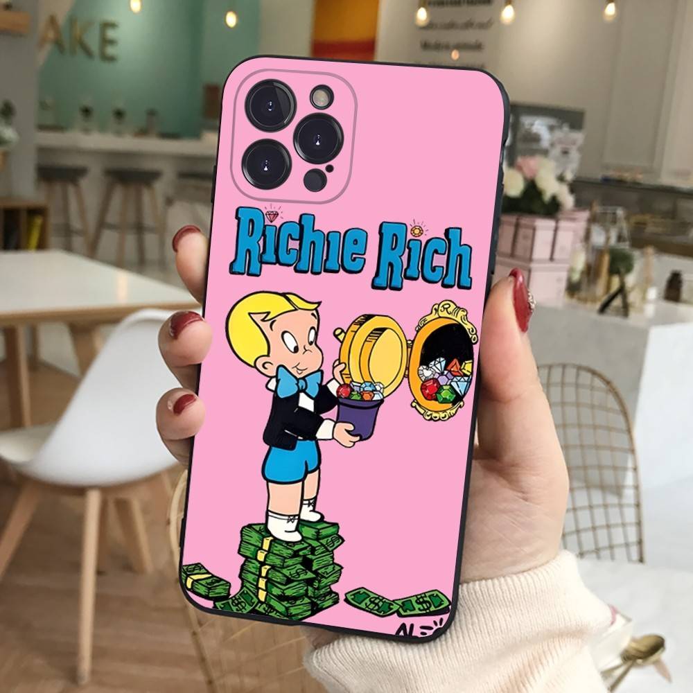 Cartoon Richie Rich Phone Case For IPhone 17 16 15 14 13 12 11 Pro Max Plus Mini Silicone Black Cover