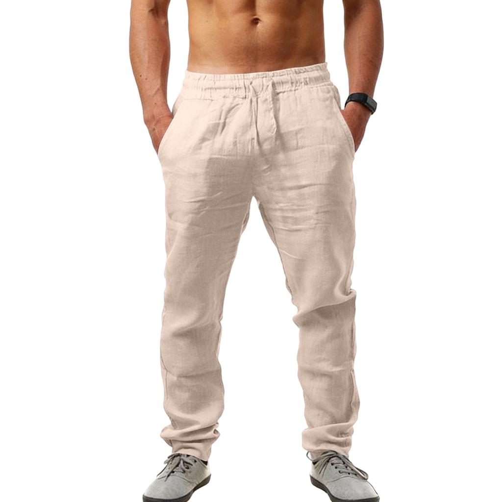 Herren Baumwoll-Leinen Mehrfarbige Freizeit-Hose