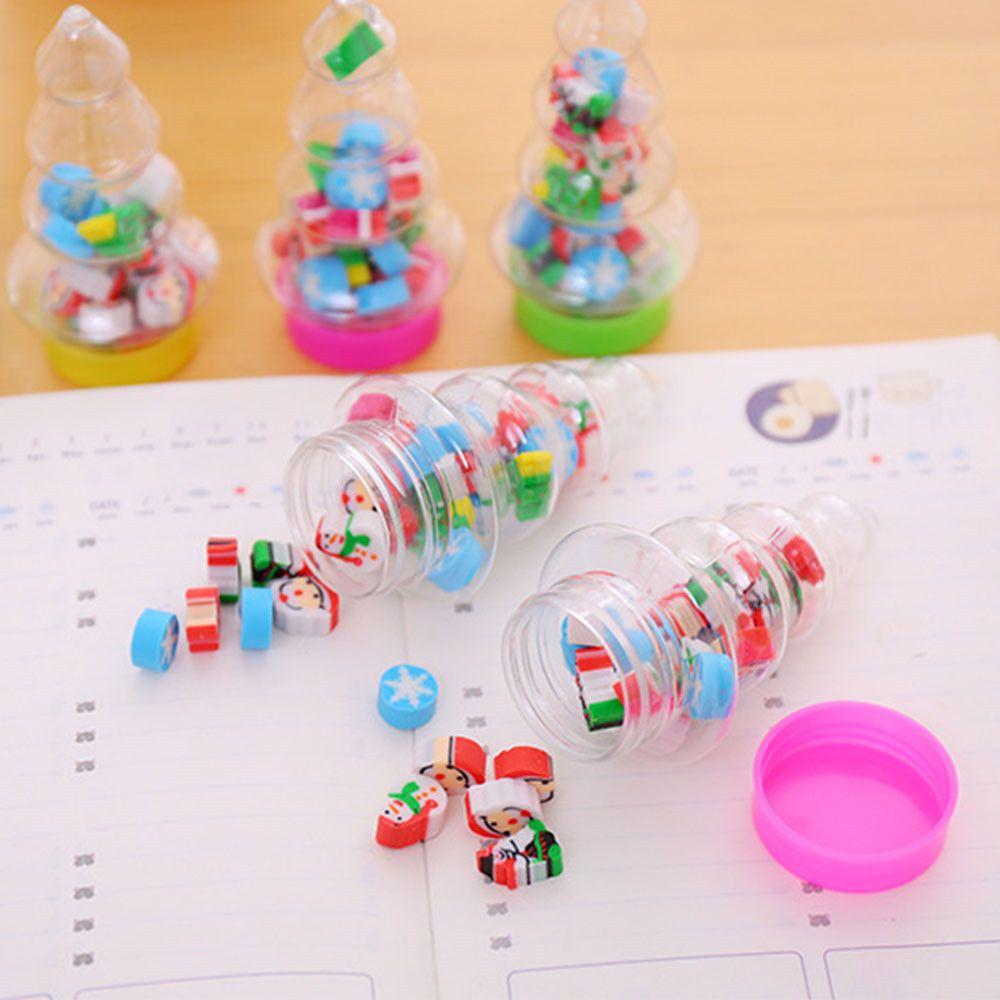 Eraser School Office Supplies Cute Merry Christmas Erasers Novelty Santa Tree Mini Rubber Set