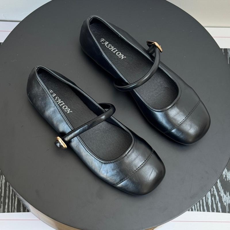 Designer Frühling Quadratische Spitze Damen Ballerinas Komfort Weiche Sohle Leder Einzelne Schuhe Damen Elegant Kleid Oma Schuhe