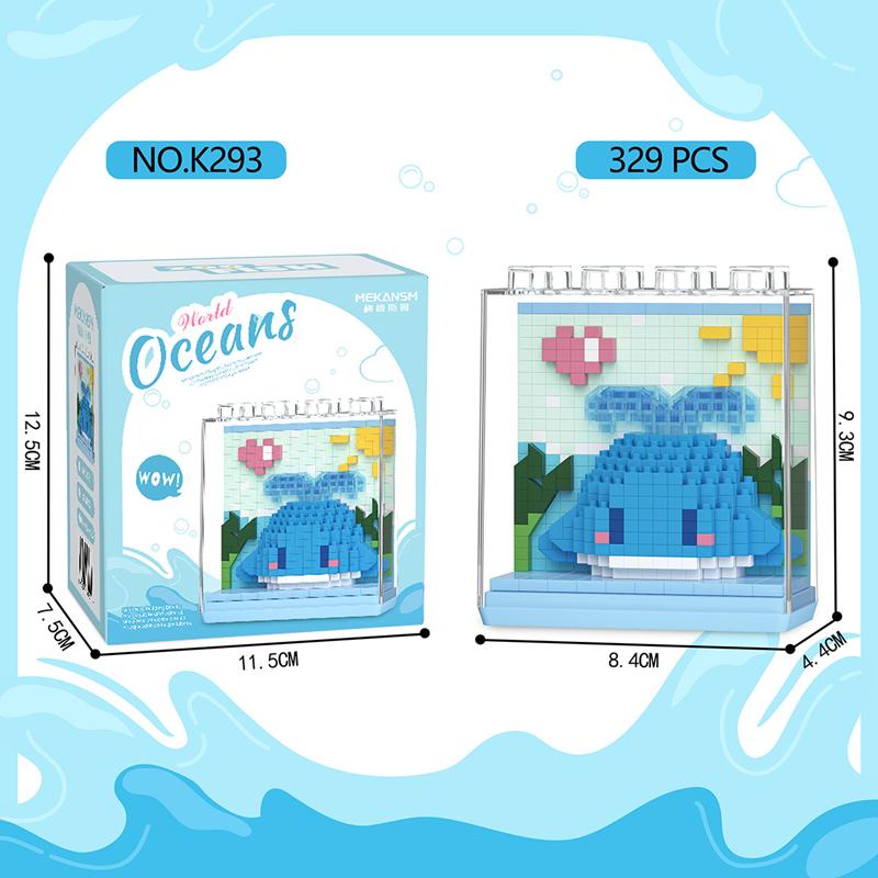 New Marine Life Building Block Toys With Dust Cover Educational Assembly Ornaments Micro-particle Creative Games