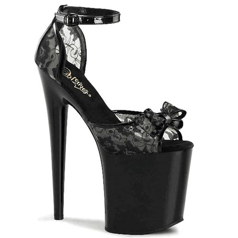 

Женские танцевальные сандалии на платформе, каблук 20 см, платформа до щиколотки 10 см, пикантная обувь на платформе с цветком розы YKC 46
