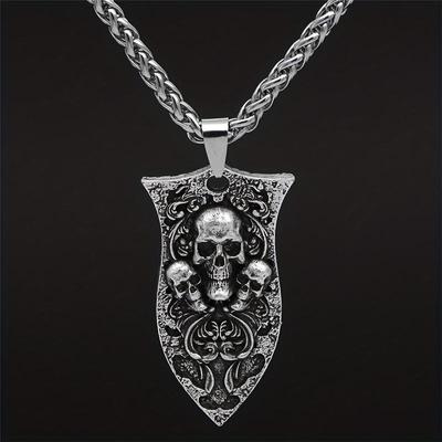 Gothic Dark Skeleton Pendant Necklace Men's Punk Party Gift Vintage Necklace Fashion Jewelry Accessories