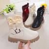Dziewczęce Kalosze Dziecięce Modne Buty Kokarda z Metalową Klamrą Boczny Zamek Gumowa Podeszwa Jesień Zima 2024 Nowe Słodkie Słodkie