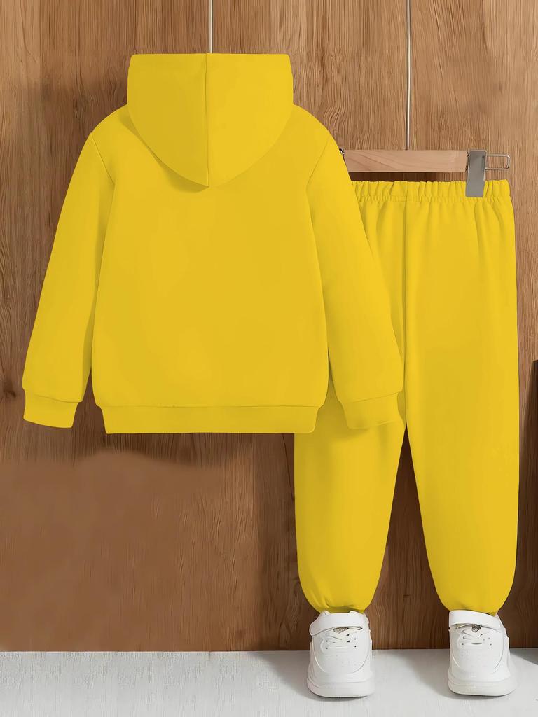 Kinder Herfst/Winter Effen Kleur Hoodie Sweatshirt & Joggingbroek Set - Casual Sport, Plus Fluweel Warm