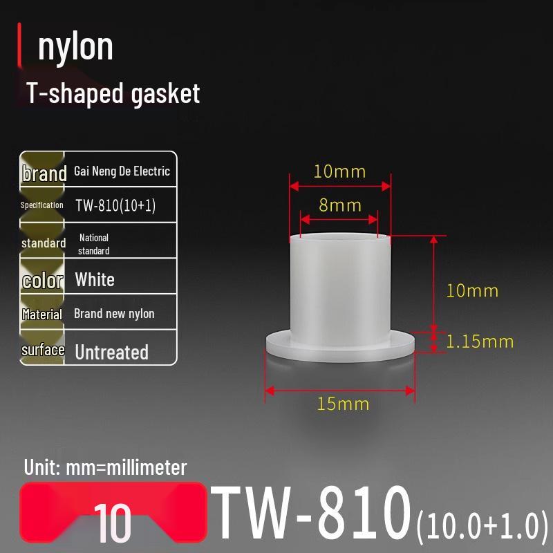 T-Shaped Nylon Gasket Ring Screw Shaft Sleeve with Concave-Convex Insulation Pad M2