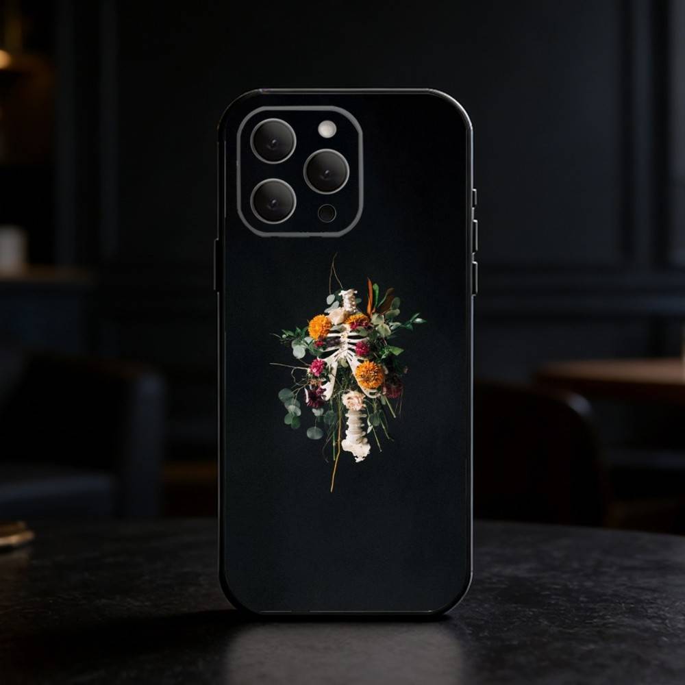 Anatomy Skeleton Phone Case For iPhone 17,16,15,14,13,12,11 Plus,Pro Max,SE4Soft Silicone Black Cover