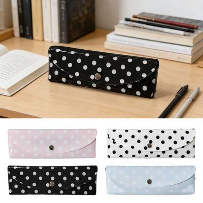 High Quality PVC Pencil Case Polka Dot Design Snap-button Type Stationery Pouch Pen Pouch Students Gift